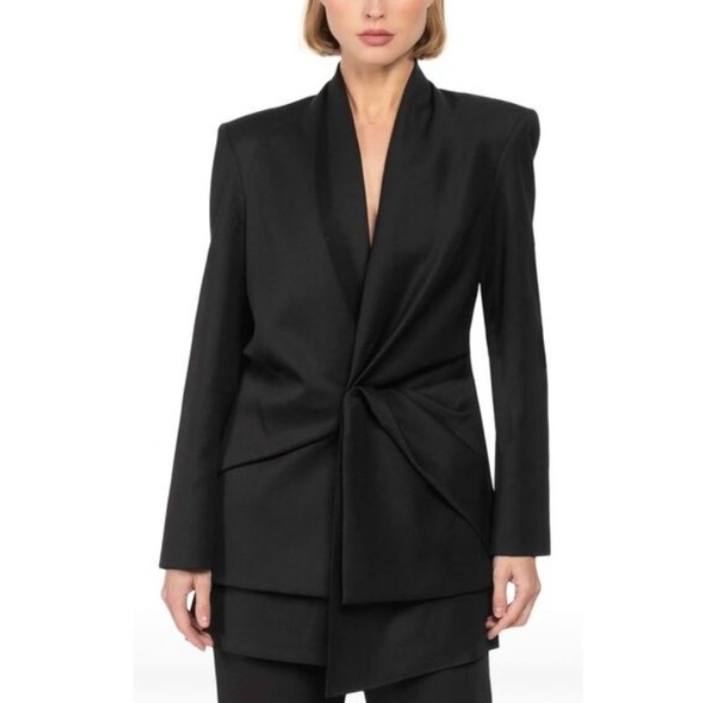Nwt Brandon Maxwell‎ Black Twisted Front Blazer Size 4